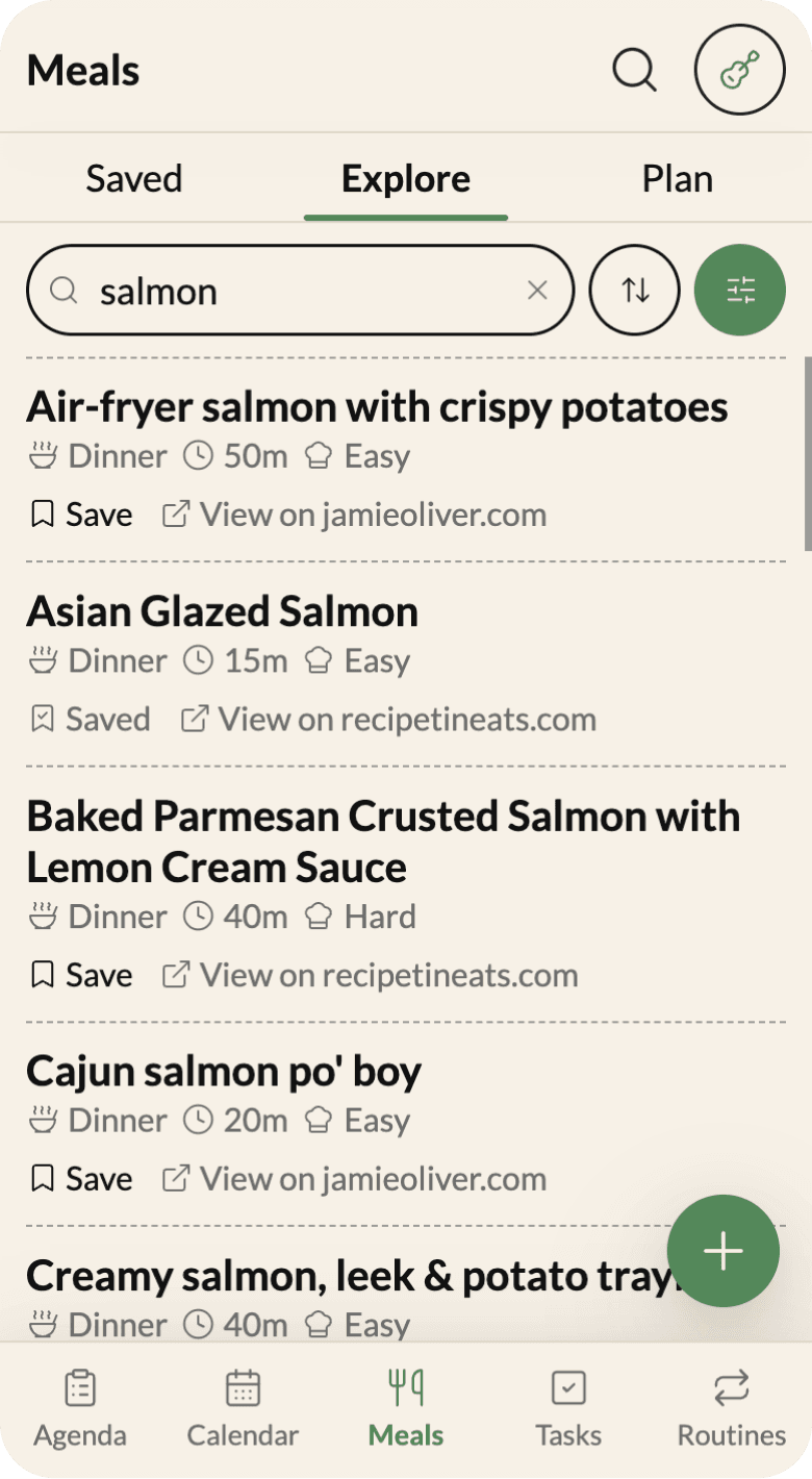 Meal planning view
