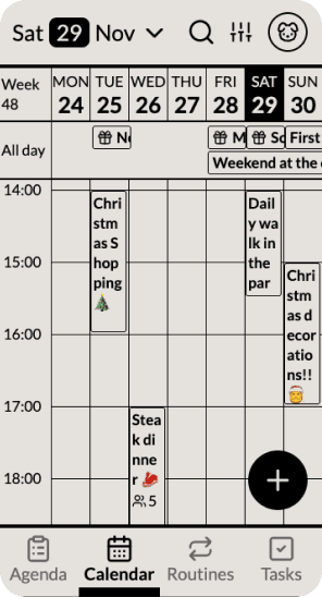 Calendar view - week